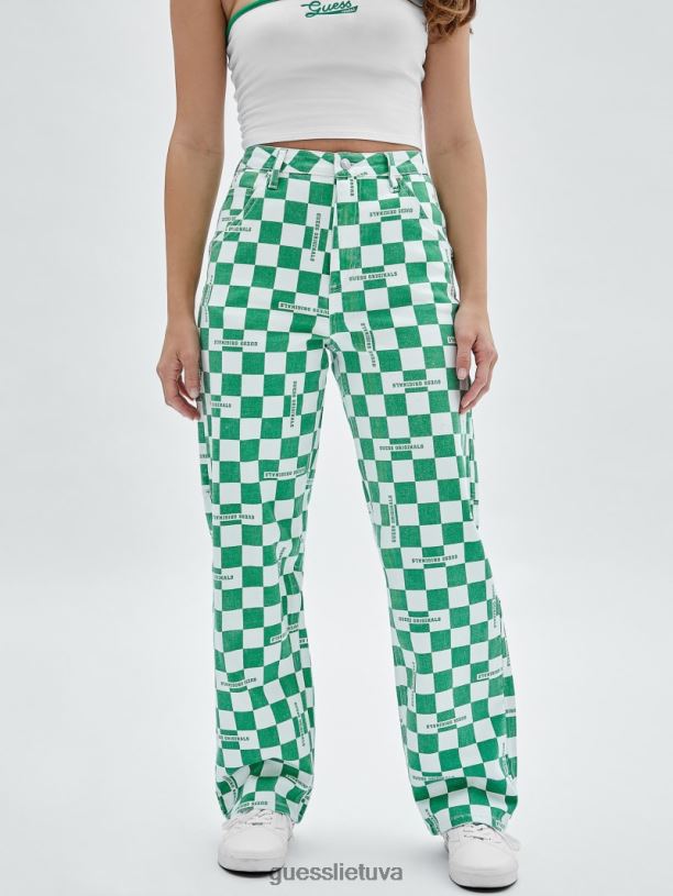 unisex GUESS 6NLN197 drabužiai matcha green multi originalūs languoti dailidės džinsai