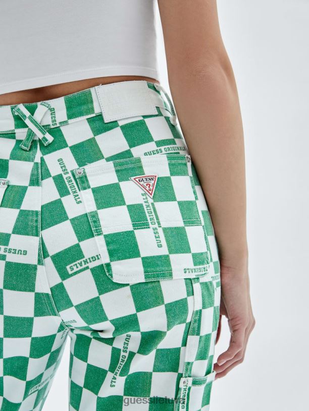 unisex GUESS 6NLN197 drabužiai matcha green multi originalūs languoti dailidės džinsai