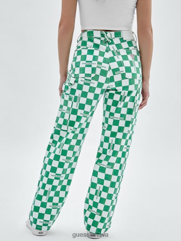 unisex GUESS 6NLN197 drabužiai matcha green multi originalūs languoti dailidės džinsai