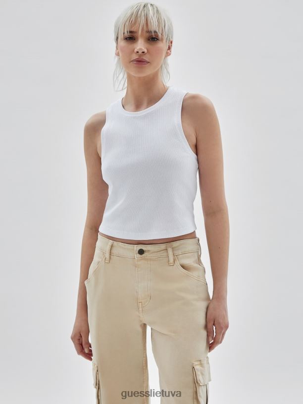 unisex GUESS 6NLN1039 drabužiai visiškai baltas originalus apkarpytas bakas