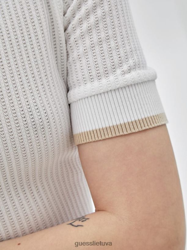 unisex GUESS 6NLN1084 drabužiai visiškai baltas originalus viršus su apykakle