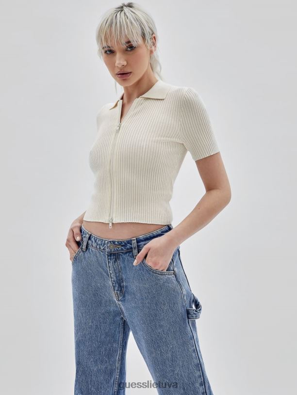 unisex GUESS 6NLN1366 drabužiai smėlio krantas originalus eko megztinis su uztrauktuku