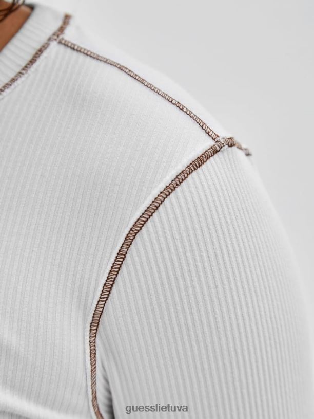 unisex GUESS 6NLN1375 drabužiai visiškai baltas originalūs marškinėliai ilgomis rankovėmis