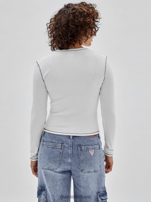 unisex GUESS 6NLN1375 drabužiai visiškai baltas originalūs marškinėliai ilgomis rankovėmis