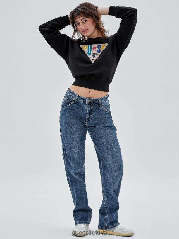 unisex GUESS 6NLN1381 drabužiai juodas megztinis su originaliu logotipu