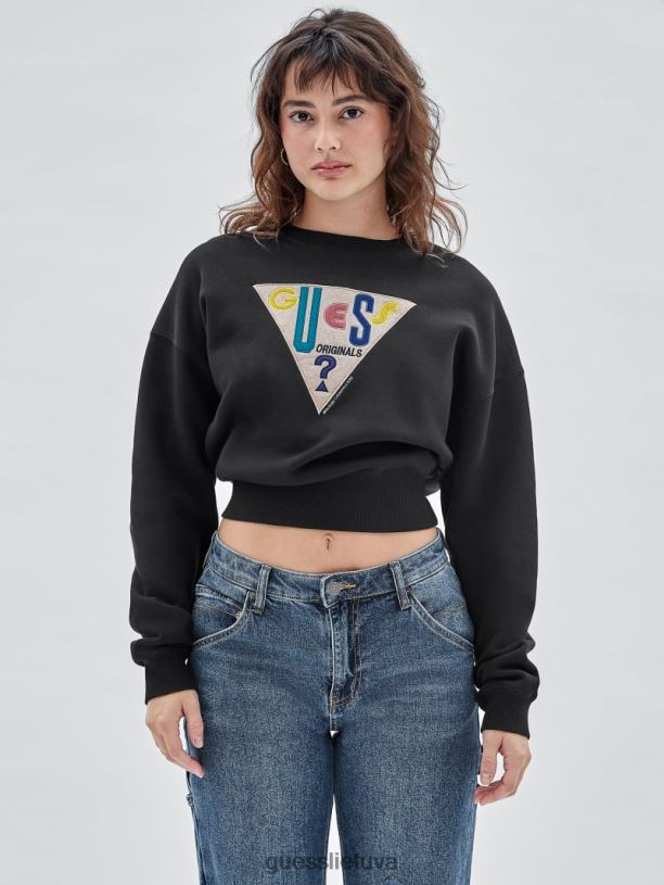 unisex GUESS 6NLN1381 drabužiai juodas megztinis su originaliu logotipu