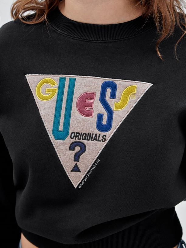 unisex GUESS 6NLN1381 drabužiai juodas megztinis su originaliu logotipu