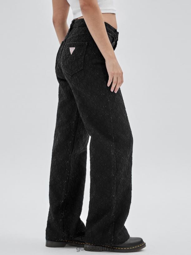 unisex GUESS 6NLN149 drabužiai juodas originalūs nėriniuoti džinsai plačiomis kojomis