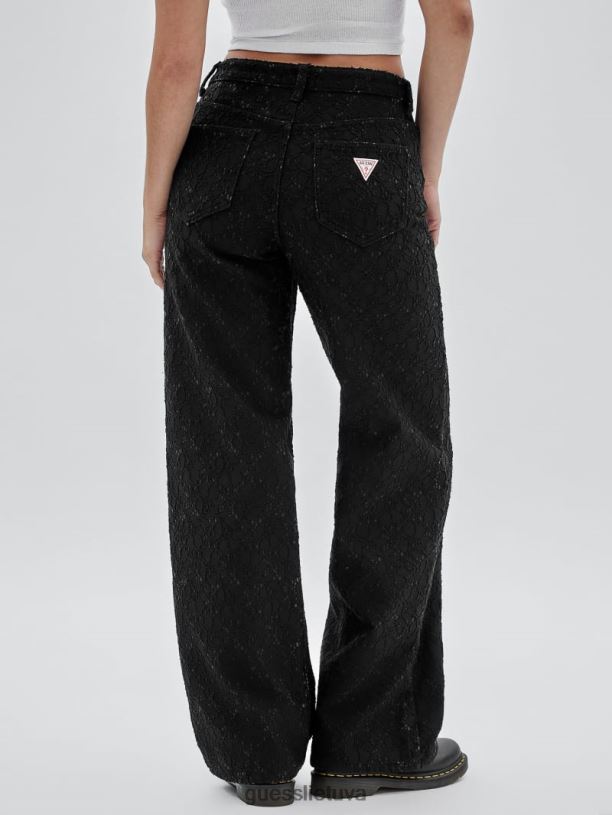 unisex GUESS 6NLN149 drabužiai juodas originalūs nėriniuoti džinsai plačiomis kojomis