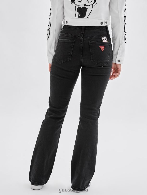 unisex GUESS 6NLN158 drabužiai juodas originalūs x betty boop bootcut džinsai