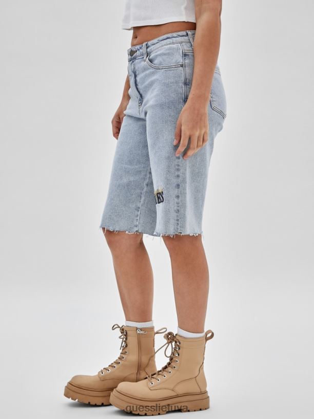 unisex GUESS 6NLN176 drabužiai eik jackie rūgštiniu plovimu originalūs džinsiniai bermudiniai šortai
