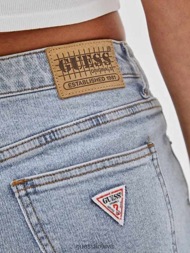 unisex GUESS 6NLN176 drabužiai eik jackie rūgštiniu plovimu originalūs džinsiniai bermudiniai šortai