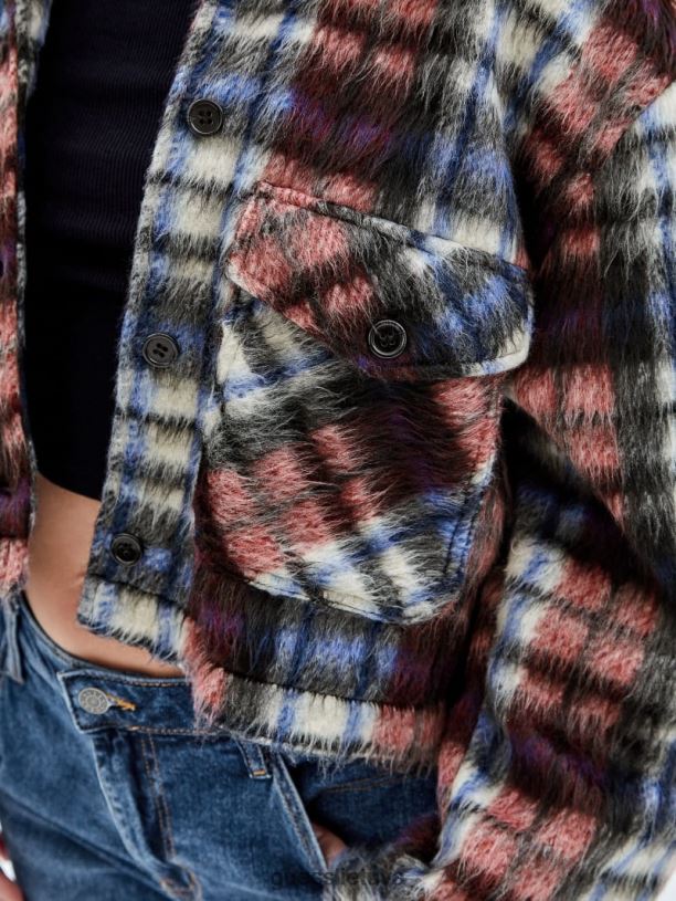 unisex GUESS 6NLN1851 drabužiai čili raudona multi originali languota striuke