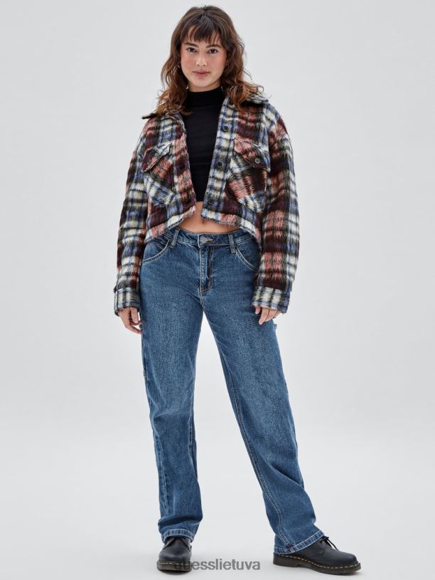 unisex GUESS 6NLN1851 drabužiai čili raudona multi originali languota striuke