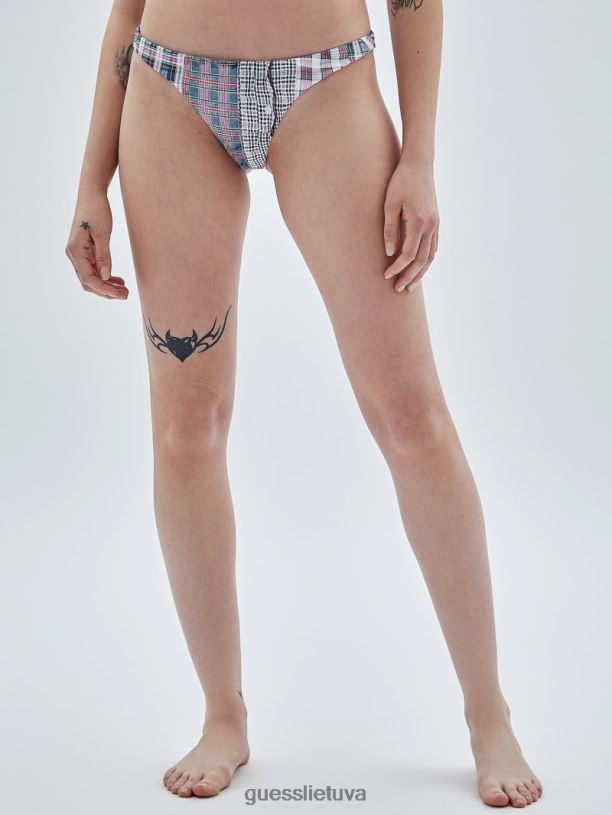 unisex GUESS 6NLN2586 drabužiai smėlio kranto multi originalios languotos bikinio kelnaitės