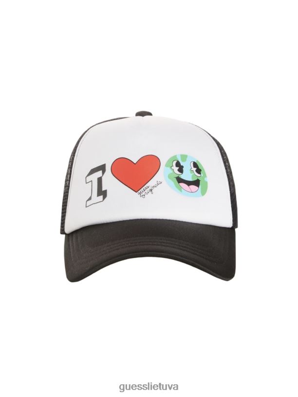 unisex GUESS 6NLN3807 drabužiai juodas originali ekologinė žemės diena meilės sunkvežimio skrybėlė