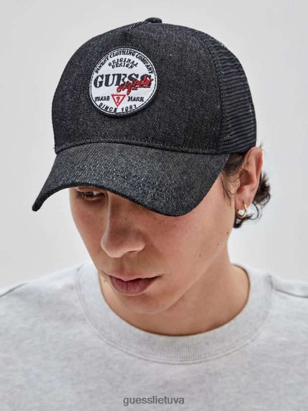 unisex GUESS 6NLN3810 drabužiai juodas originali džinsinė sunkvežimio kepurė