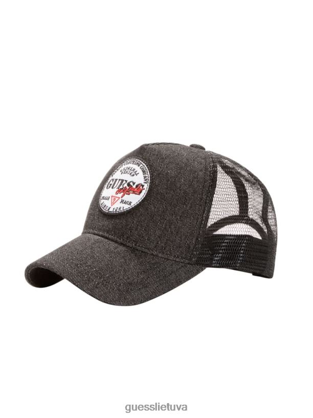 unisex GUESS 6NLN3810 drabužiai juodas originali džinsinė sunkvežimio kepurė