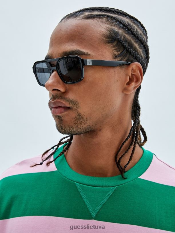 unisex GUESS 6NLN3700 priedas juodas originalūs aviator akiniai nuo saulės
