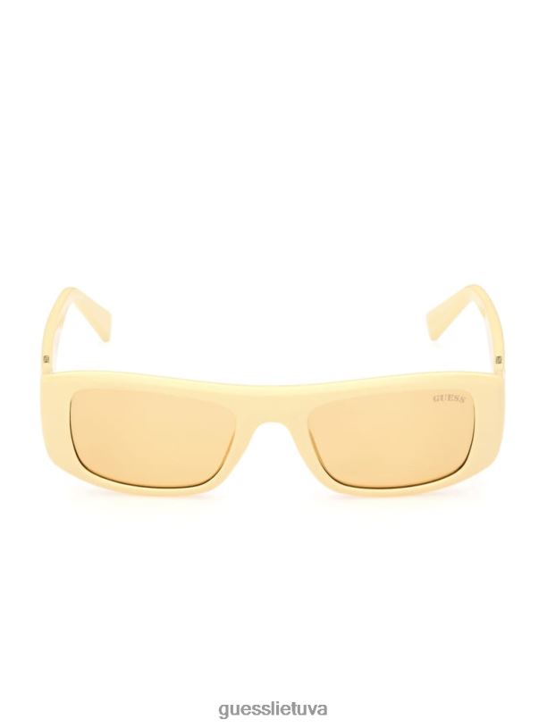 unisex GUESS 6NLN3716 priedas geltona originalūs stačiakampiai saulės akiniai