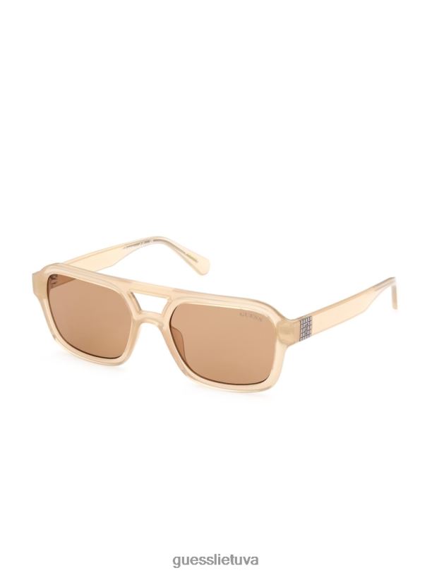 unisex GUESS 6NLN3746 priedas blizga smėlio/ruda originalūs aviator akiniai nuo saulės