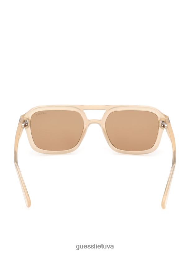 unisex GUESS 6NLN3746 priedas blizga smėlio/ruda originalūs aviator akiniai nuo saulės