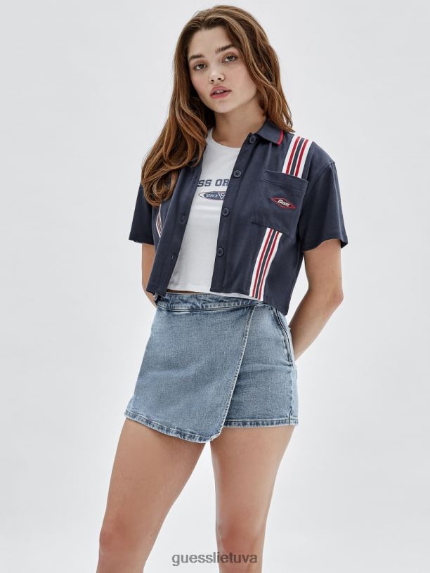 unisex GUESS 6NLN1130 drabužiai pajuodęs mėlynas originalus dryžuotas viršus