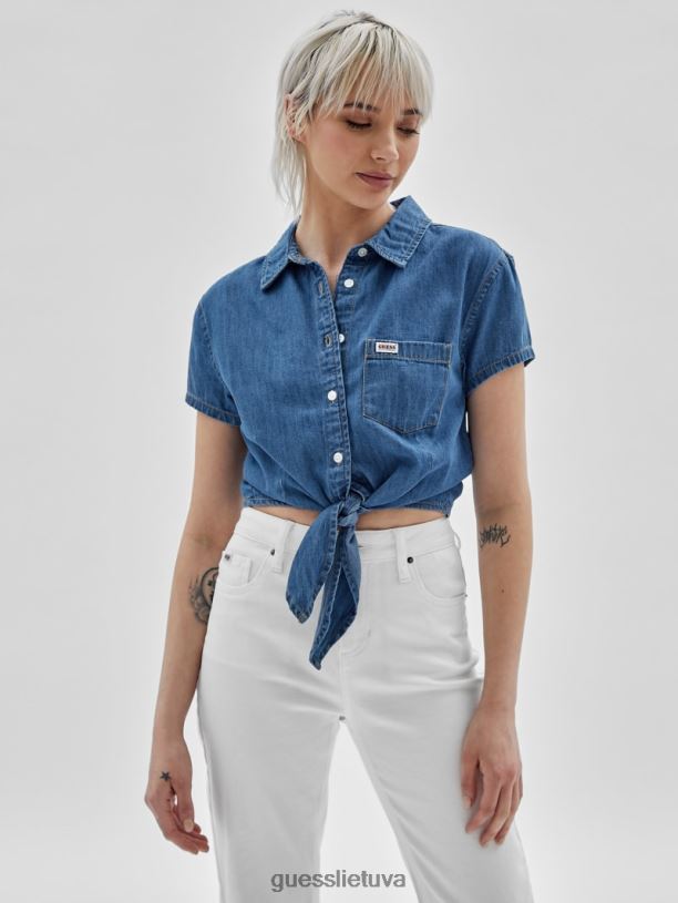 unisex GUESS 6NLN1356 drabužiai eik vidutiniam ruthie plauti originalūs džinsiniai marškiniai su kaklaraiščiu