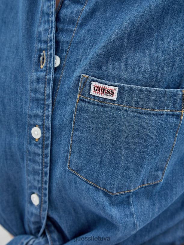 unisex GUESS 6NLN1356 drabužiai eik vidutiniam ruthie plauti originalūs džinsiniai marškiniai su kaklaraiščiu
