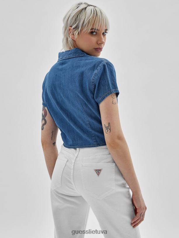 unisex GUESS 6NLN1356 drabužiai eik vidutiniam ruthie plauti originalūs džinsiniai marškiniai su kaklaraiščiu