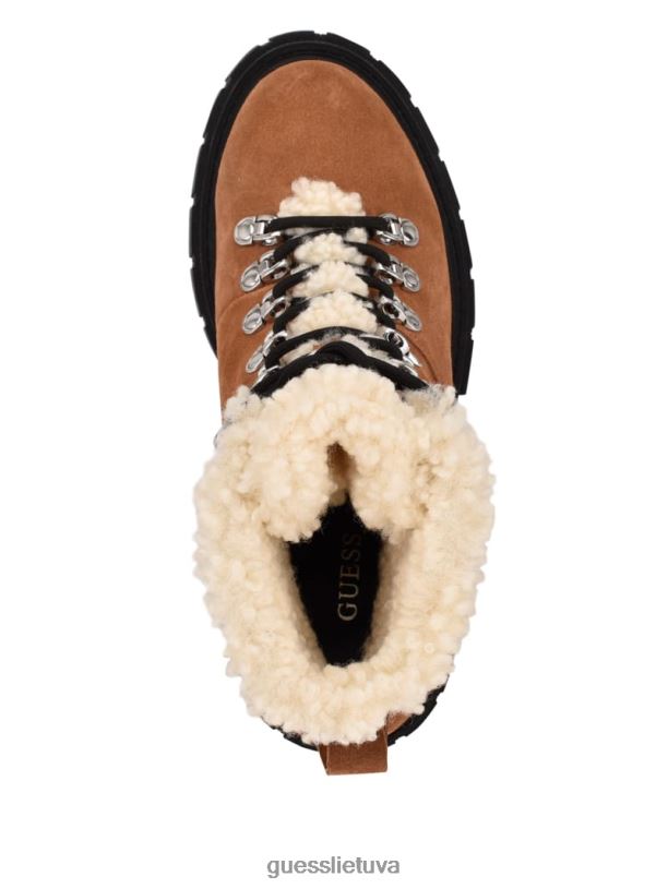 moterys GUESS 6NLN3538 avalynė kaštonų rudos spalvos kiele sherpa pamušalu turistiniai batai