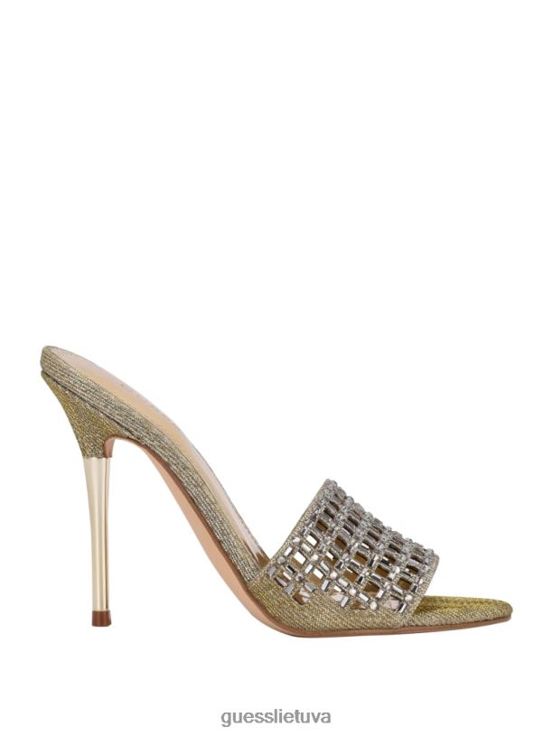 moterys GUESS 6NLN3434 avalynė auksas madingi kalnų krištolinio narvelio dirželio kulnai