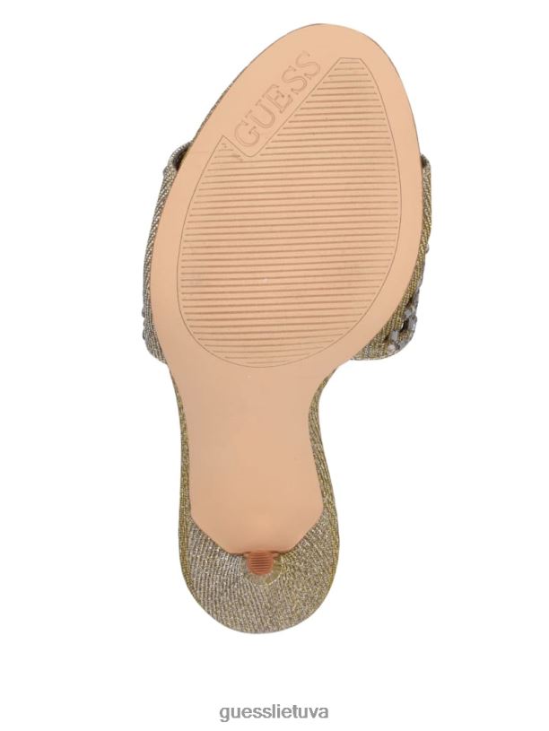 moterys GUESS 6NLN3434 avalynė auksas madingi kalnų krištolinio narvelio dirželio kulnai