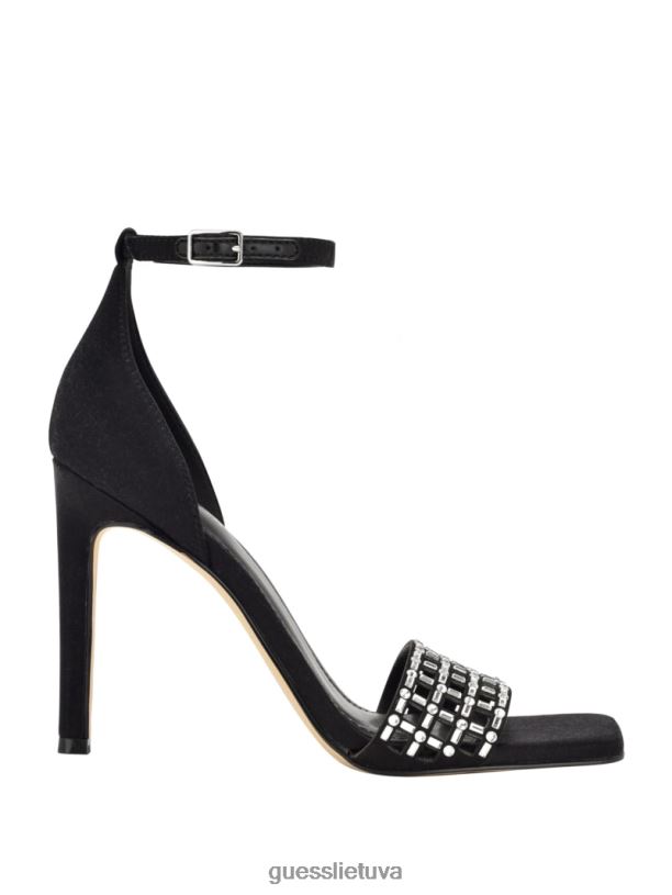 moterys GUESS 6NLN3492 avalynė juodas burių kalnų krištolas narvelyje su dirželiais kulniukai