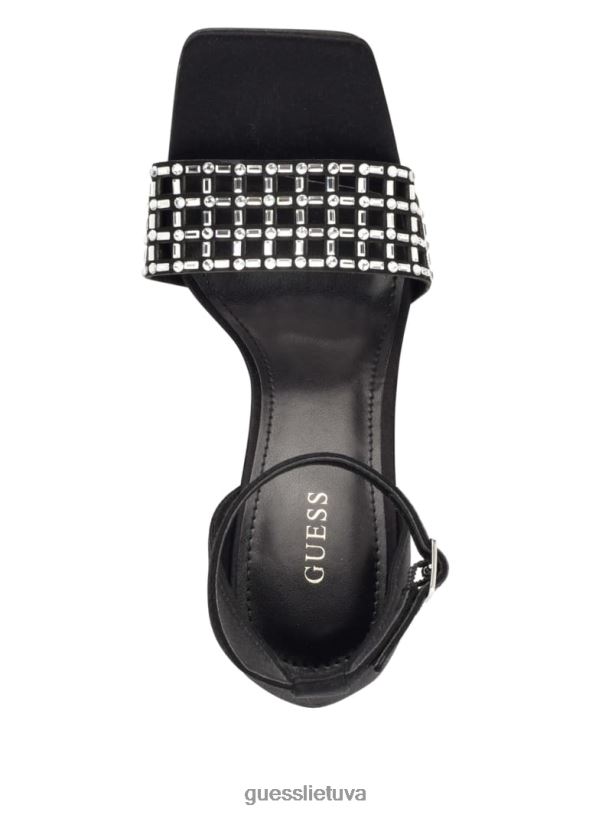 moterys GUESS 6NLN3492 avalynė juodas burių kalnų krištolas narvelyje su dirželiais kulniukai