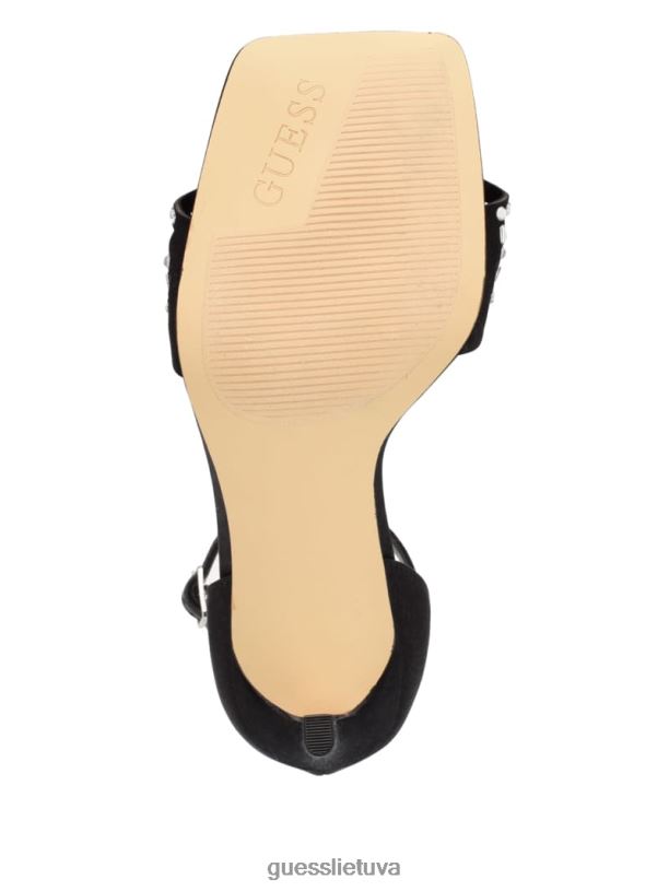 moterys GUESS 6NLN3492 avalynė juodas burių kalnų krištolas narvelyje su dirželiais kulniukai