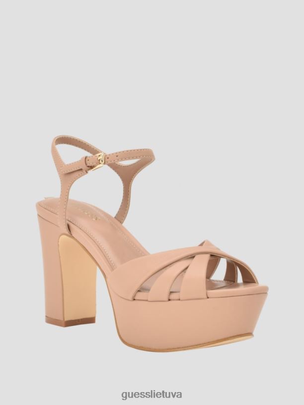 moterys GUESS 6NLN3387 avalynė vidutinis natūralus 101 haylo crisscross platforminiai blokiniai kulniukai