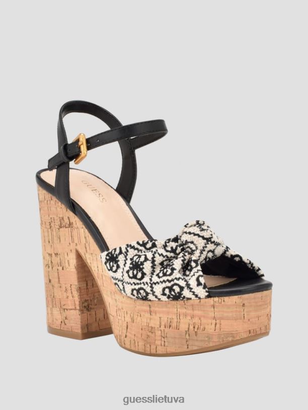 moterys GUESS 6NLN3410 avalynė juodas Yipster logotipo platforminės basutės su kulnais