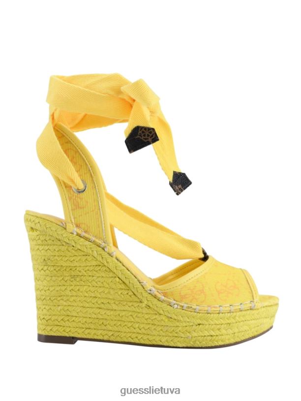 moterys GUESS 6NLN3449 avalynė geltona halona kaklaraištis espadrilės pleištai