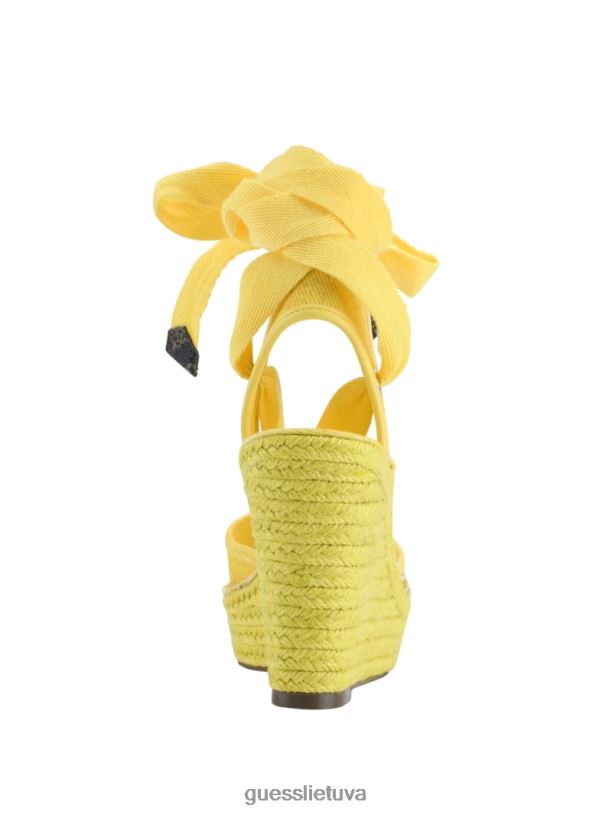 moterys GUESS 6NLN3449 avalynė geltona halona kaklaraištis espadrilės pleištai