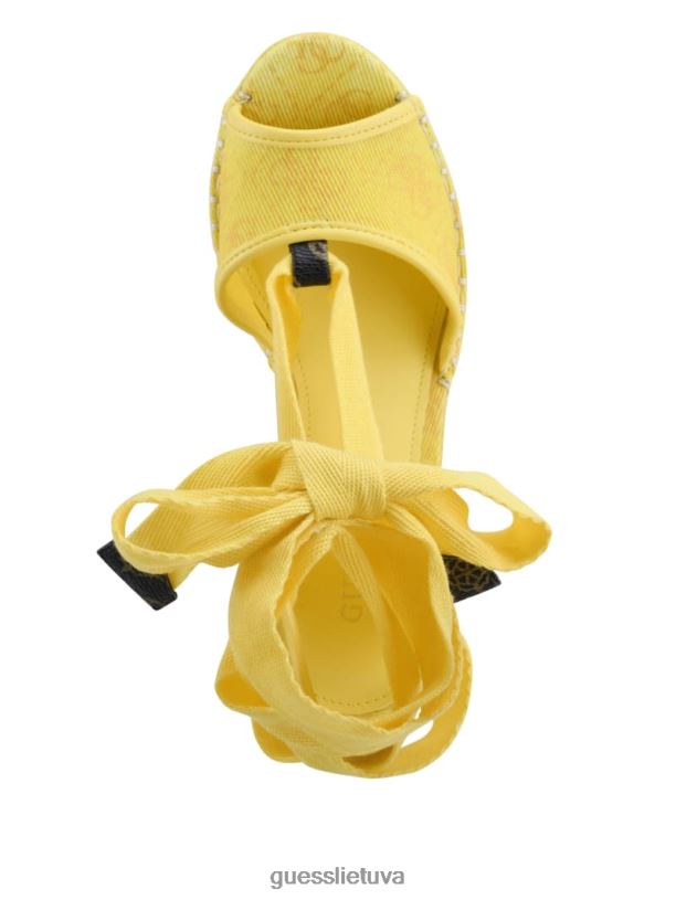 moterys GUESS 6NLN3449 avalynė geltona halona kaklaraištis espadrilės pleištai