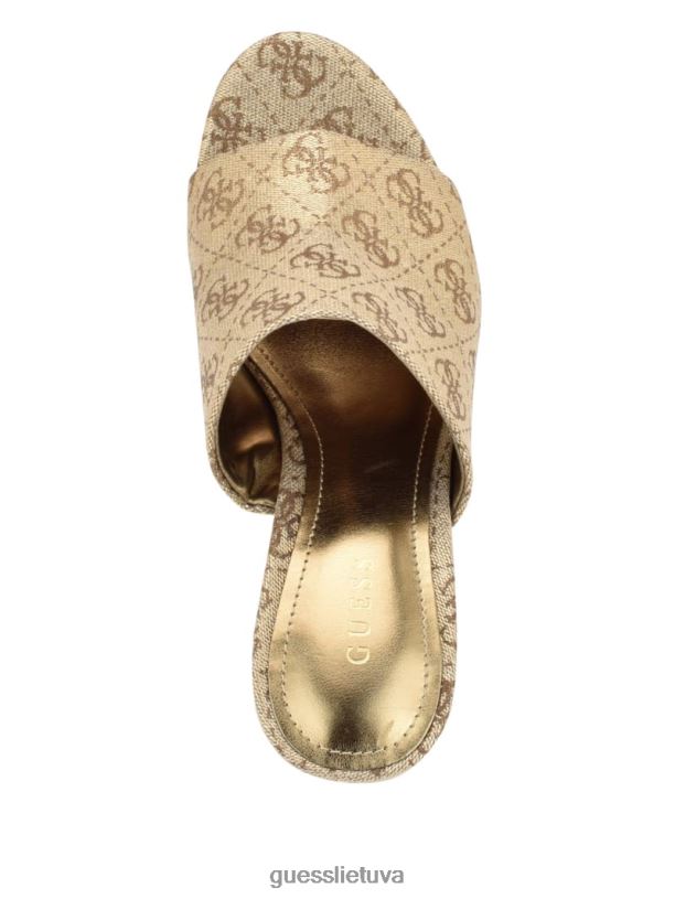 moterys GUESS 6NLN3465 avalynė auksas jeniziniai pleištiniai sandalai