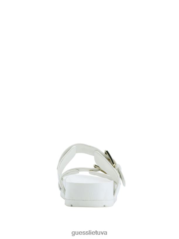 moterys GUESS 6NLN3500 avalynė baltas Felda dygsniuoti sagtimi sandalai