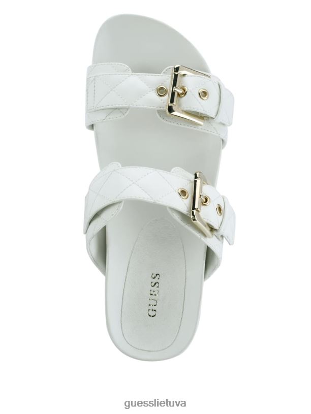 moterys GUESS 6NLN3500 avalynė baltas Felda dygsniuoti sagtimi sandalai