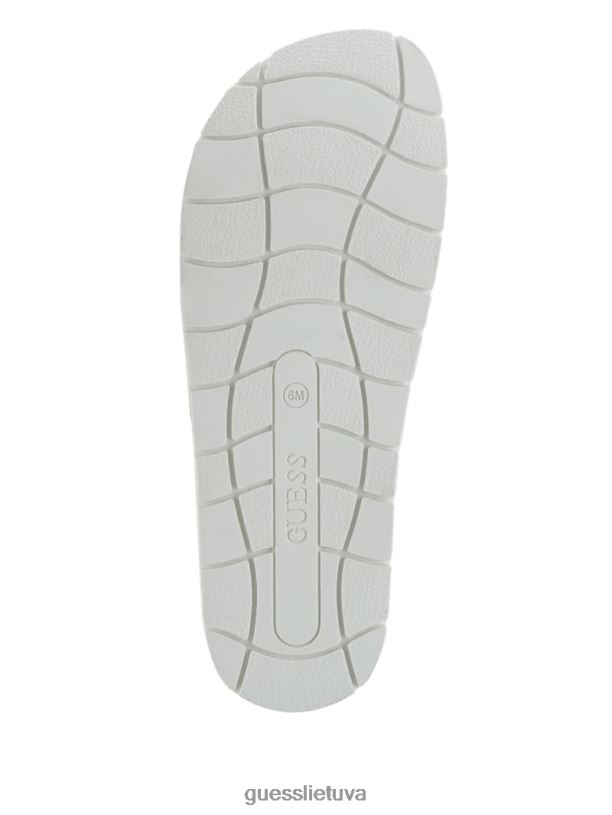 moterys GUESS 6NLN3500 avalynė baltas Felda dygsniuoti sagtimi sandalai