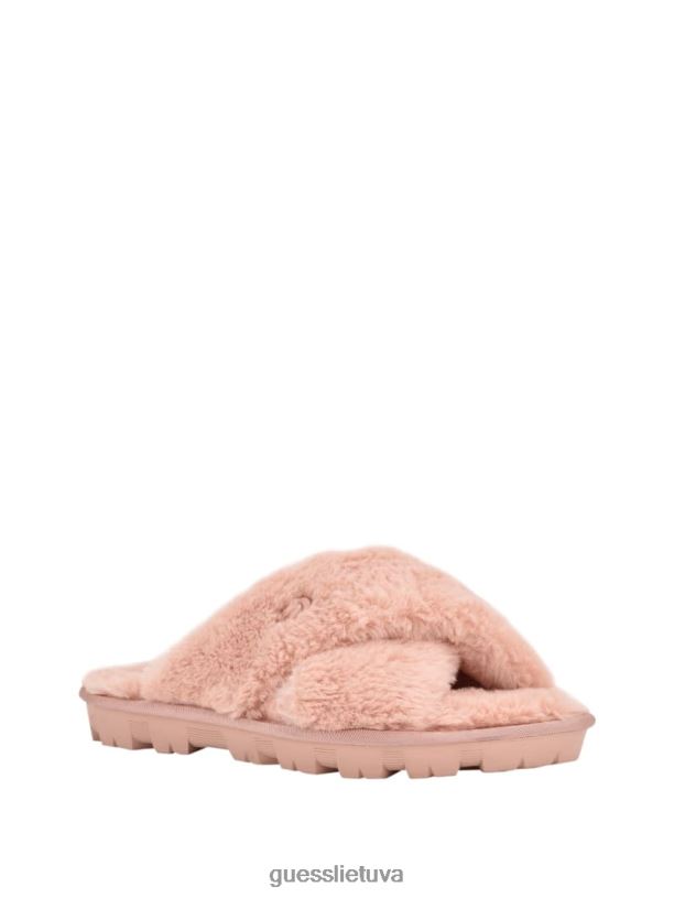moterys GUESS 6NLN3502 avalynė rožinis kryžminio kailio šlepetė