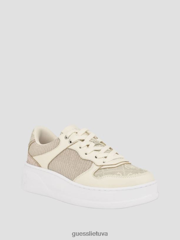 moterys GUESS 6NLN3328 avalynė lengvas natūralus clevas logotipu puošti žemi sportbačiai