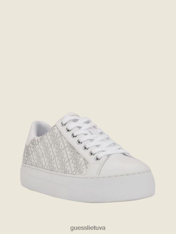 moterys GUESS 6NLN3343 avalynė sidabras 040 gelsen kalnų krištolinio akmens logotipą turintys žemi sportbačiai