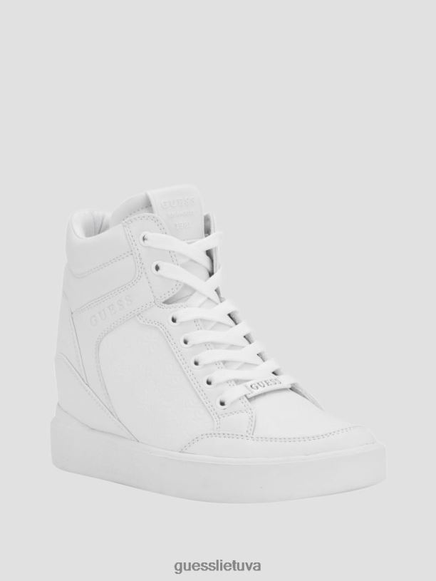 moterys GUESS 6NLN3345 avalynė balti graffiti blairin kalnų krištolinio akmens sportbačiai su pleištu