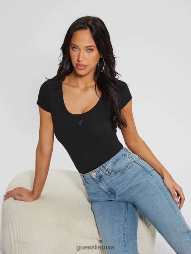 moterys GUESS 6NLN1078 drabužiai juodas ekologiškas trikampis kaušelis
